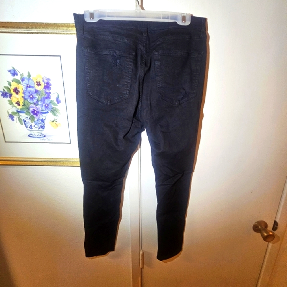 Topshop Moto Jamie Jeans Black Skinny Stretch Distressed 34x30 - Picture 2 of 4